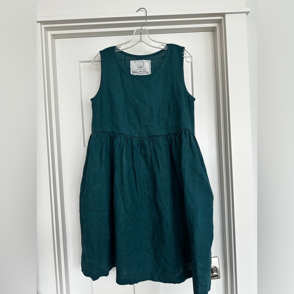 notPERFECTLINEN emerald Sleeveless mama Linen Dress